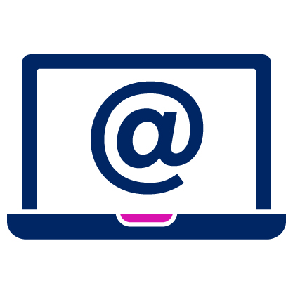 An email icon - a laptop with an '@' symbol on the screen.