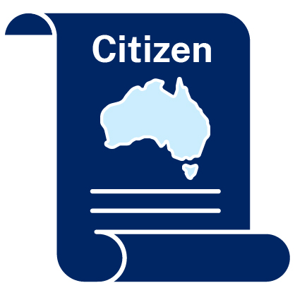 A 'Citizen' legal document with a map of Australia on it.
