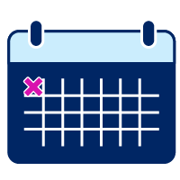 A calendar with a cross on the first day.
