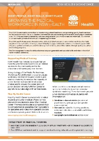 Growing the Medical Workforce in NSW Health