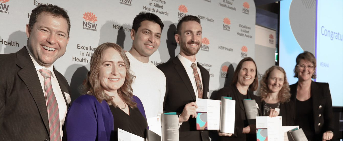 A group photo showing the 2021 winners of the NSW Health Excellence in Allied Health Awards
