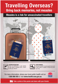 Measles awareness poster for travellers