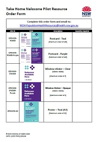 Take Home Naloxone Pilot Resource Order Form 